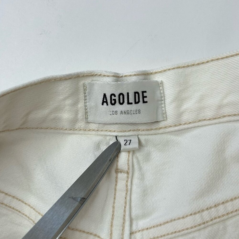 Agolde Jeans Womens Riley Size 27 White Denim Distressed High Rise Crop Designer - Picture 8 of 9